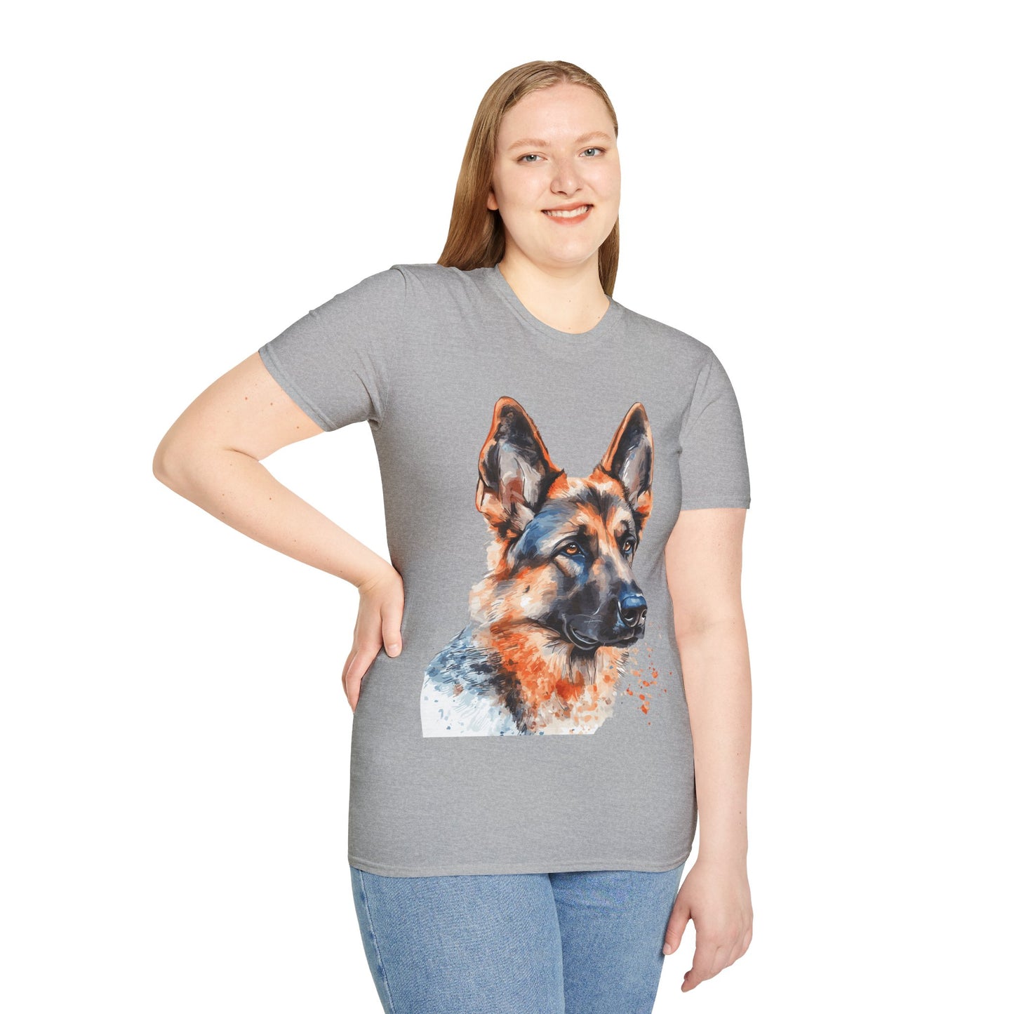 Watercolour German Shepherd T-Shirt, Dog Mom Shirt, Dog Lovers, Animal Lover Gift, Cute Tee