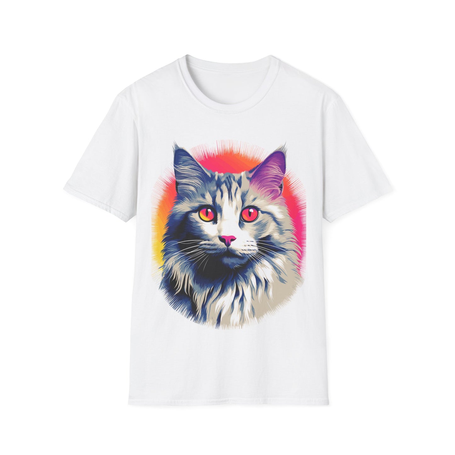 Ragdoll T-Shirt, Colourful Splash Unisex Tee, Colorful Retro Cat Shirt, Softstyle Top, Graphic Animal Print, Abstract Feline Apparel