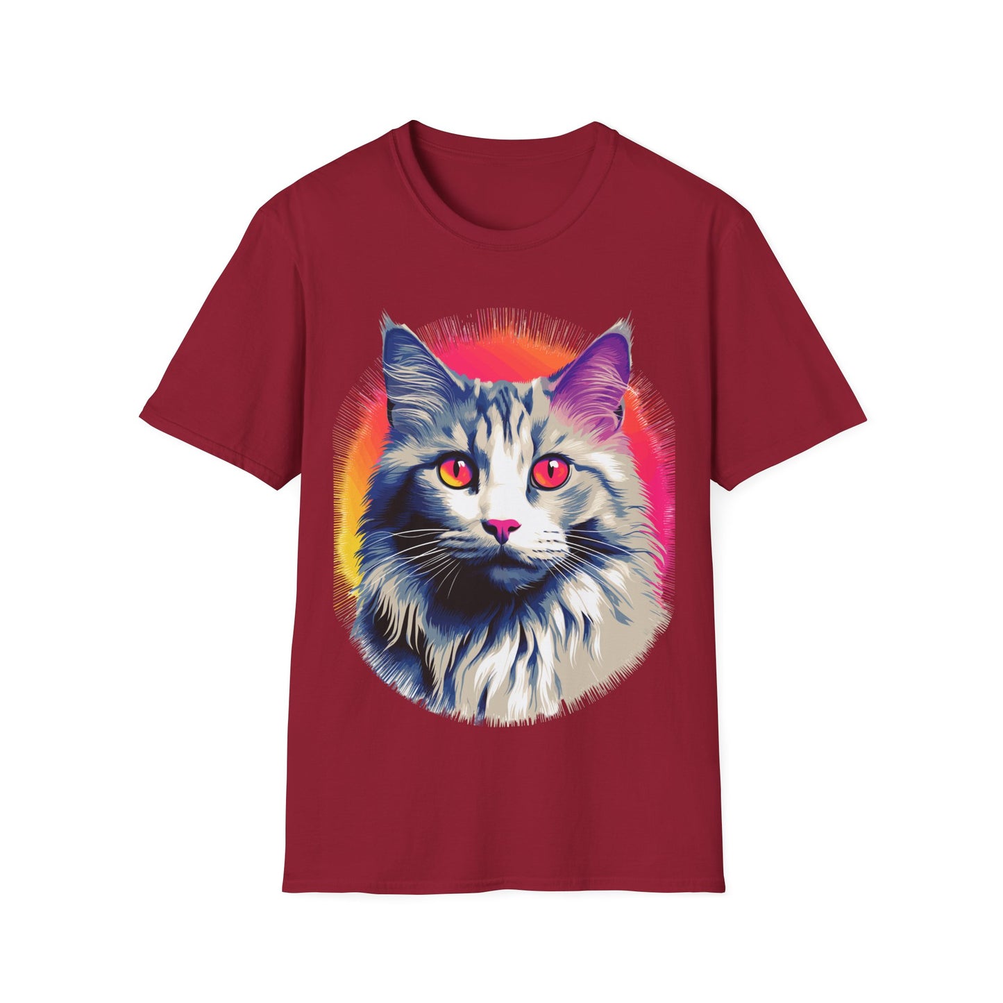Ragdoll T-Shirt, Colourful Splash Unisex Tee, Colorful Retro Cat Shirt, Softstyle Top, Graphic Animal Print, Abstract Feline Apparel