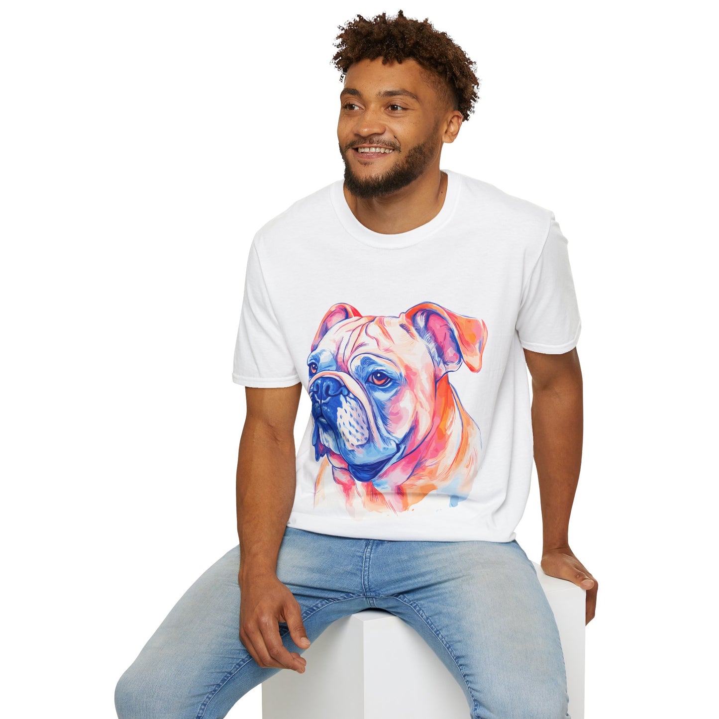 Watercolour English Bulldog T-Shirt, Dog Lover Gift, Dog Mom and Dad Tee, Dog Owners Present, Cute Pet Shirt