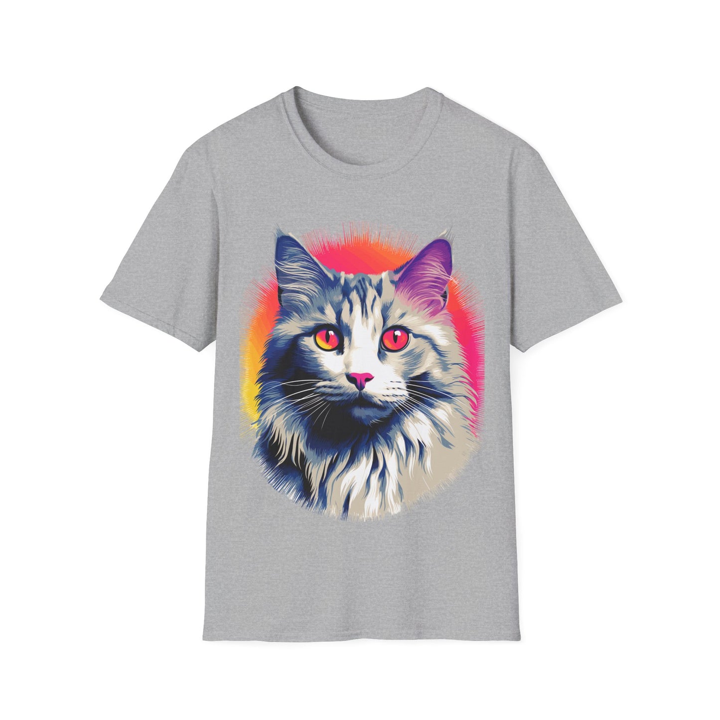 Ragdoll T-Shirt, Colourful Splash Unisex Tee, Colorful Retro Cat Shirt, Softstyle Top, Graphic Animal Print, Abstract Feline Apparel