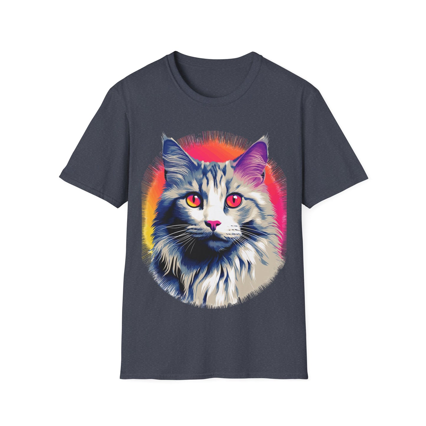 Ragdoll T-Shirt, Colourful Splash Unisex Tee, Colorful Retro Cat Shirt, Softstyle Top, Graphic Animal Print, Abstract Feline Apparel